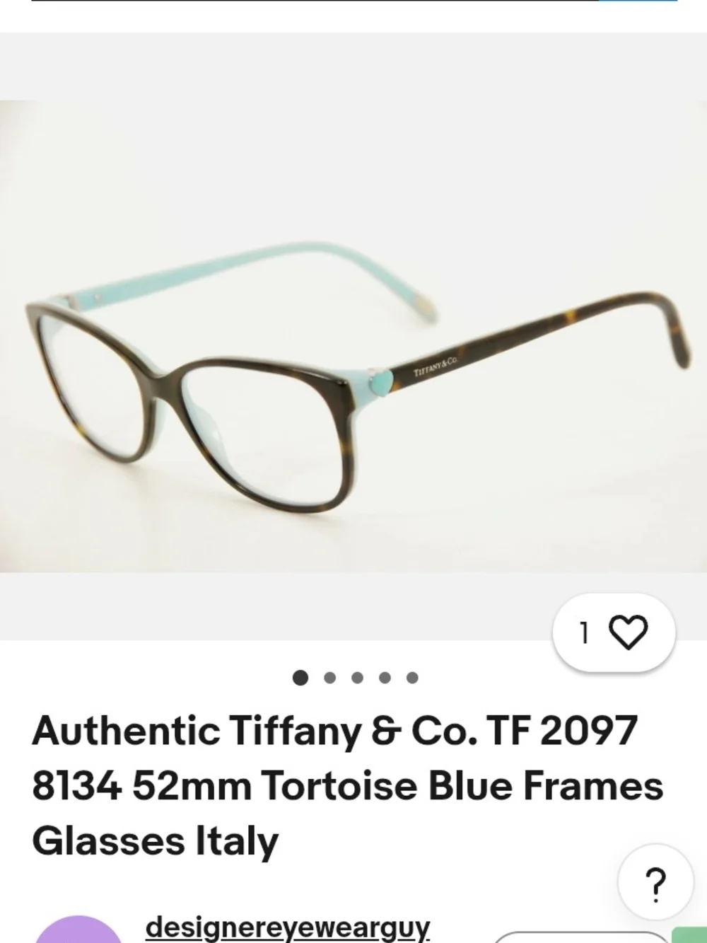 Tiffany & Co. Robin's Egg Blue And Tortoise Shell Eyeglass Frames